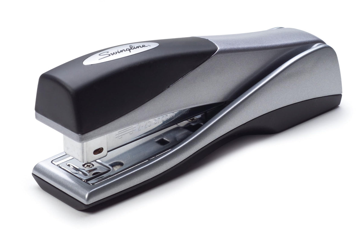 Swingline Stapler, Jam Free, Optima Grip Compact Size, Ergonomic Cushion, Metal, 25 Sheet Capacity, Silver (87816)