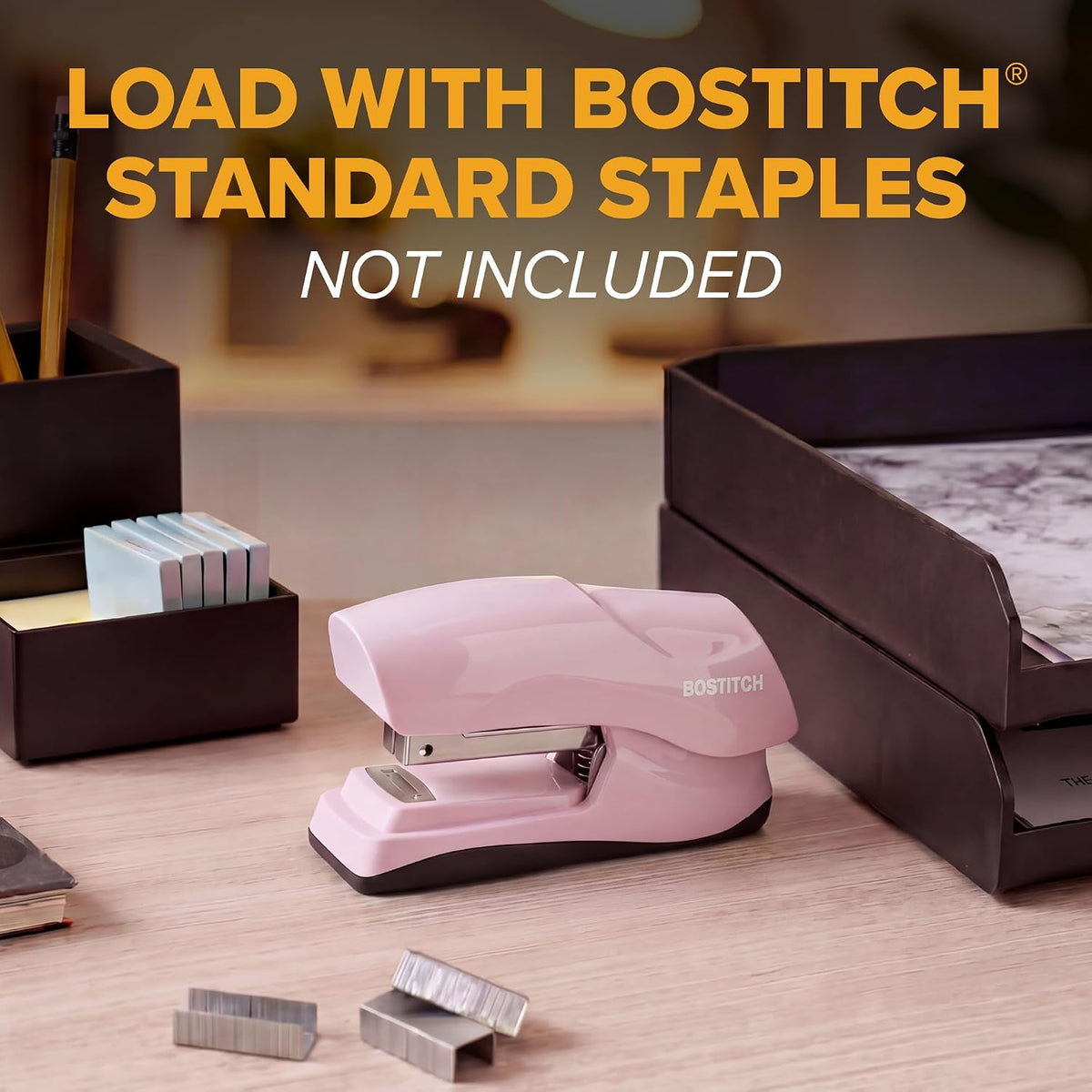 Bostitch Heavy Duty Stapler, 40 Sheet Capacity, No Jam, Pink