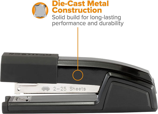 Bostitch Office Epic Metal Desk Stapler, 25 Sheet, Staple Remover, Black
