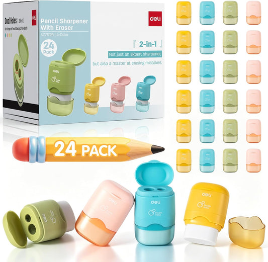 Deli Pencil Sharpener & Eraser, 24 Pack Pencil Sharpeners Manual