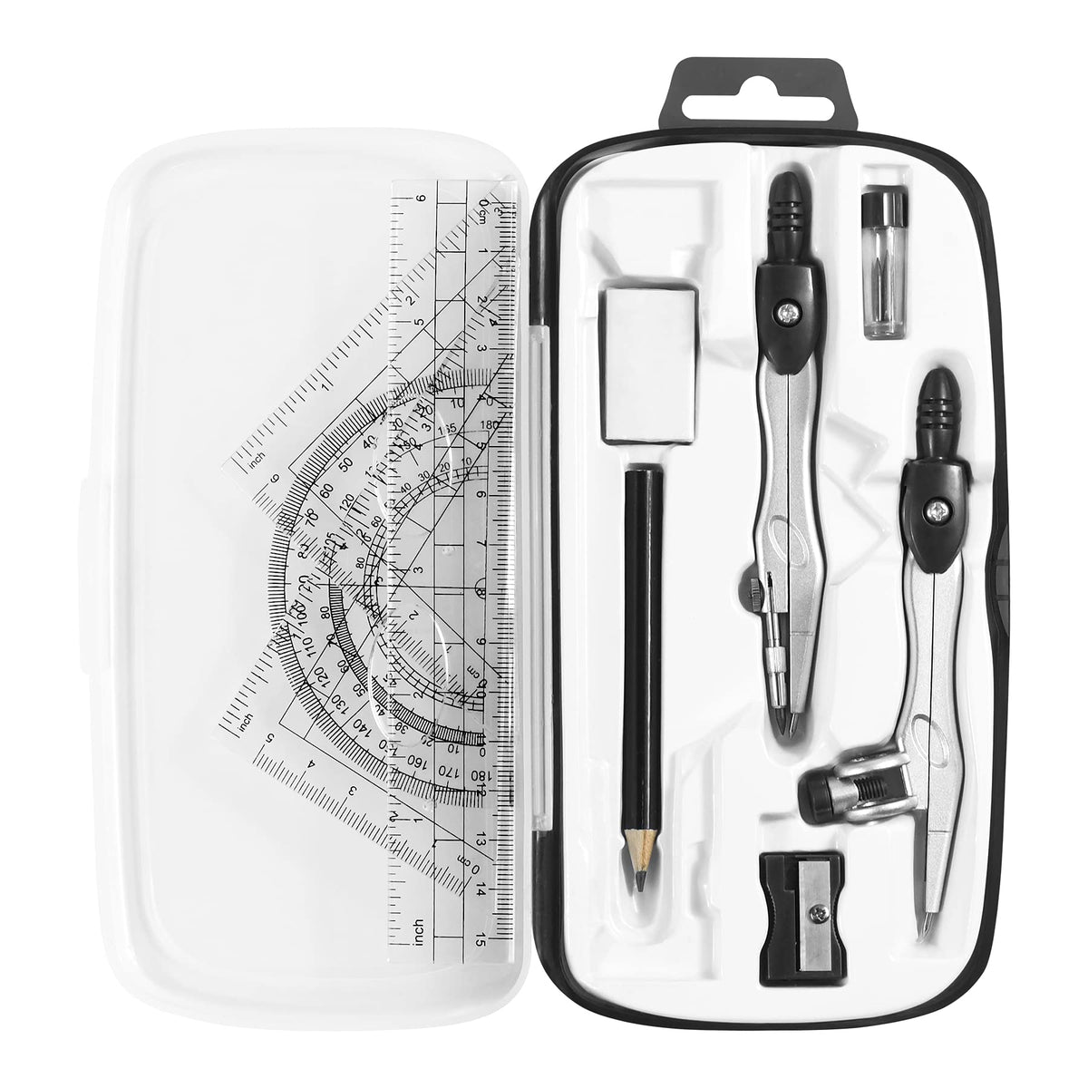 Unjoo Math Geometry Set 10 Pcs, Compass and Protractor for Students(Green)
