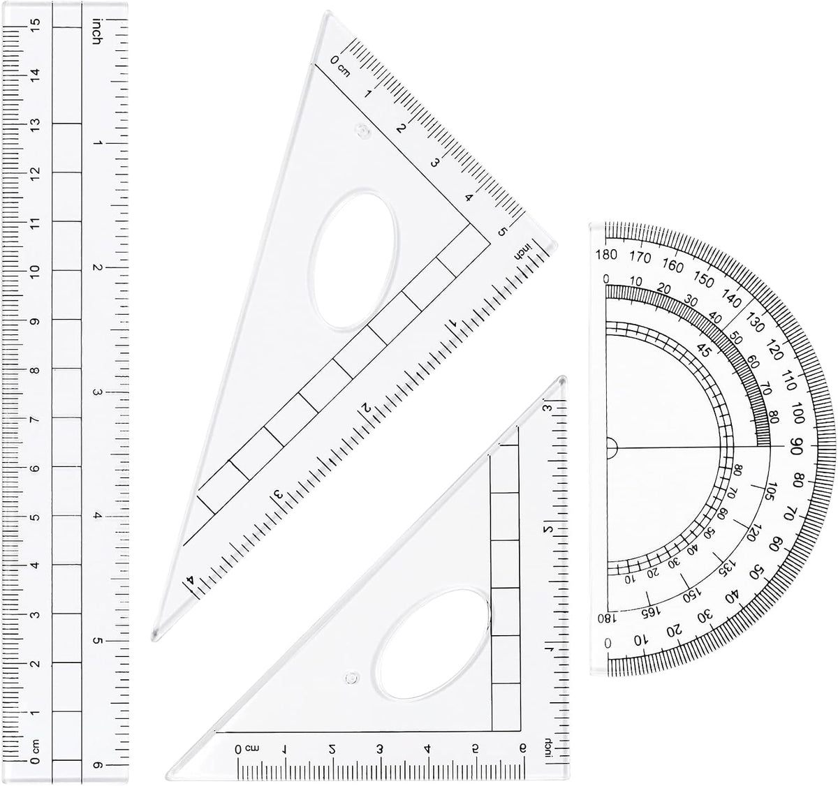 Vobou 10 pcs Math Geometry Set Student Supplies,Compass Kit Set (Black）