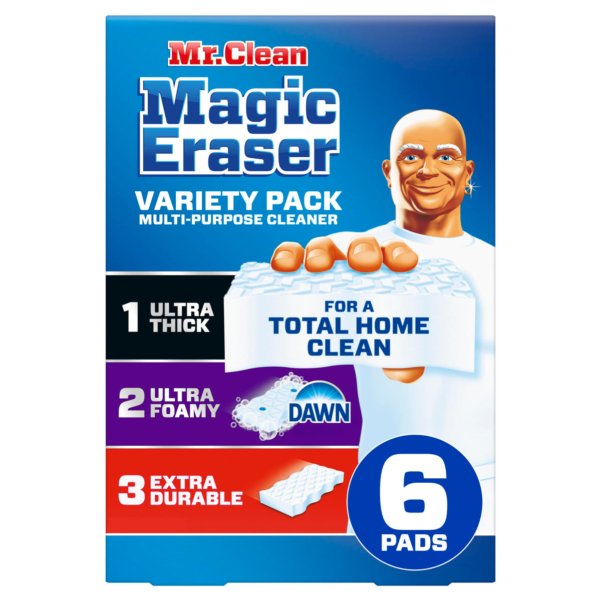 Mr. Clean Magic Eraser Sponge, All Purpose Cleaner, Cleaning Scrubber, Wall, Kitchen, Bathroom, Shower Cleaner, Melamine Sponge, Cleaning Pads, Variety Pack, 5 Extra Durable, & 3 Grease Magic Erasers