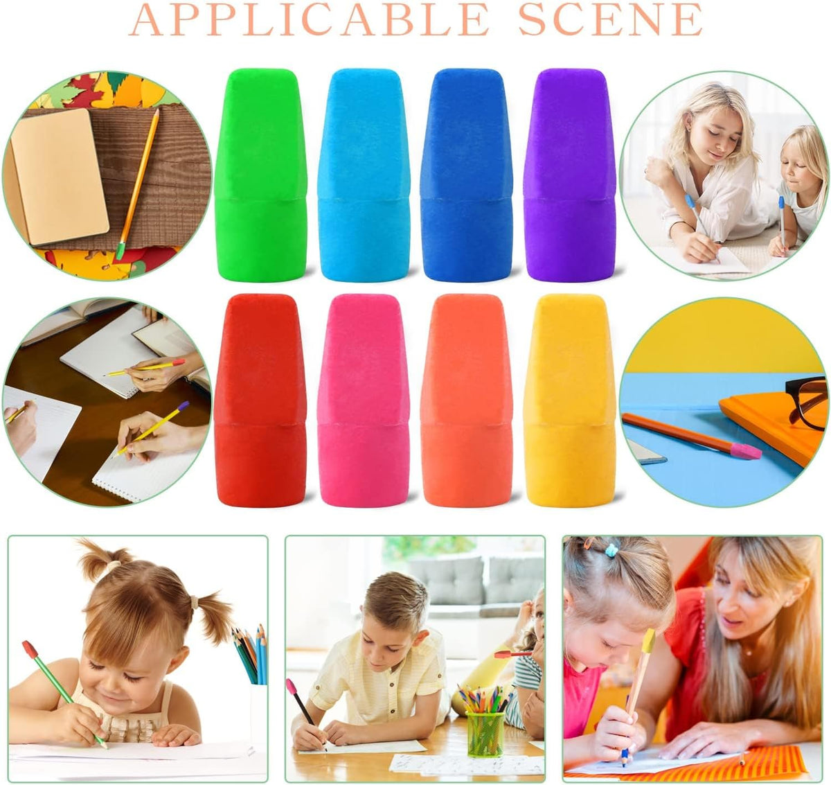 PRALB- 400 Pack Pencil Top Erasers, Latex-Free, Caps for Pencils