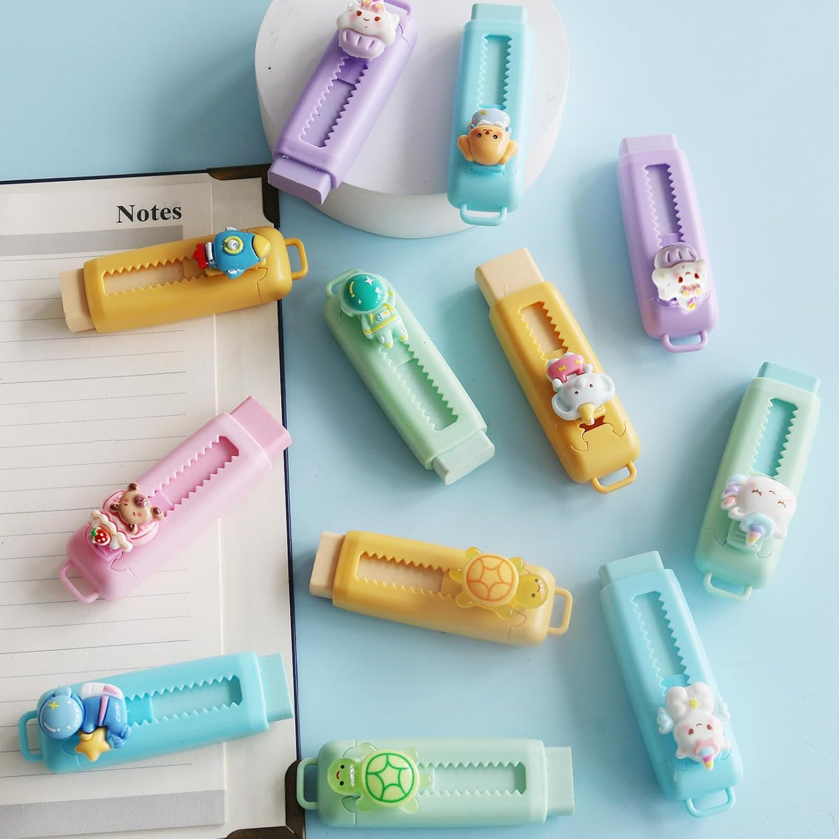 24 Pcs Cute Retractable Eraser for Pencils | Kawaii School Supplies Erasers| Back to Schools Essentials|Cute Erasers Supplies| Perfect Back to School Gifts