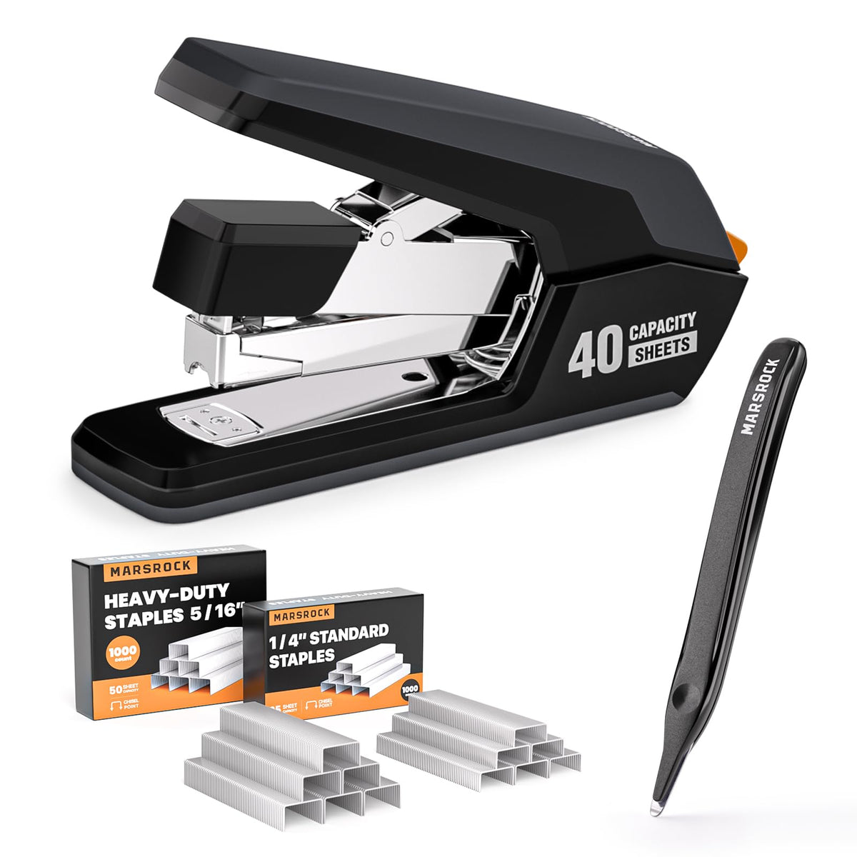 Marsrock Heavy Duty Stapler for Desk with 40-50 Sheet, 2000 Staples, Red