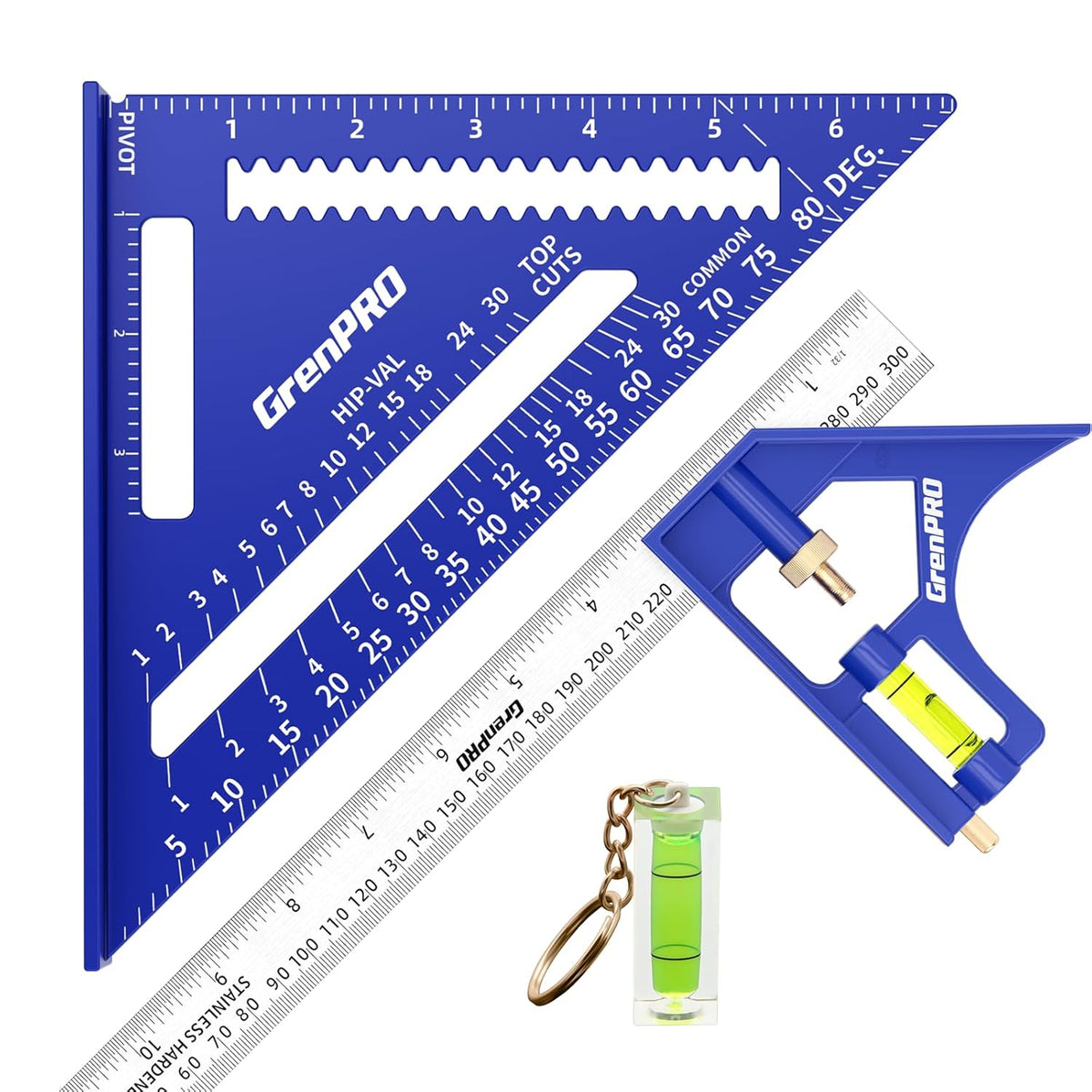 GRENPRO Combination Square Set, 7 & 12 Inch Aluminum Zinc Carpenter Tool