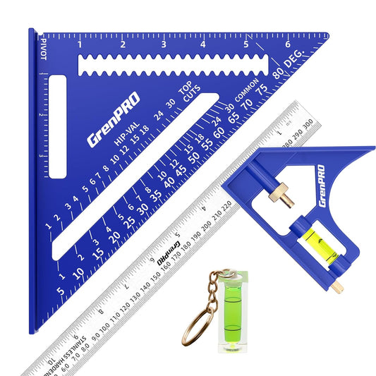 GRENPRO Combination Square Set, 7 & 12 Inch Aluminum Zinc Carpenter Tool