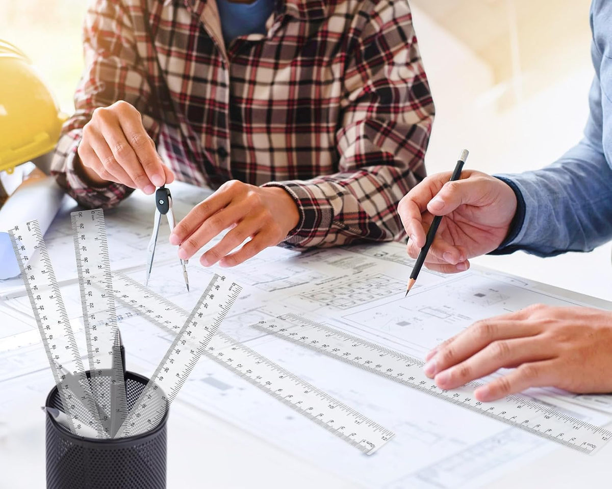 32 Pack Clear Plastic Ruler 12 Inch, Rulers Bulk for Classroom, Transparent Ruler with Centimeters and Inches, Drawing Tool Metric Rulers for Kids, Ideal Back to School Office Home Supplies
