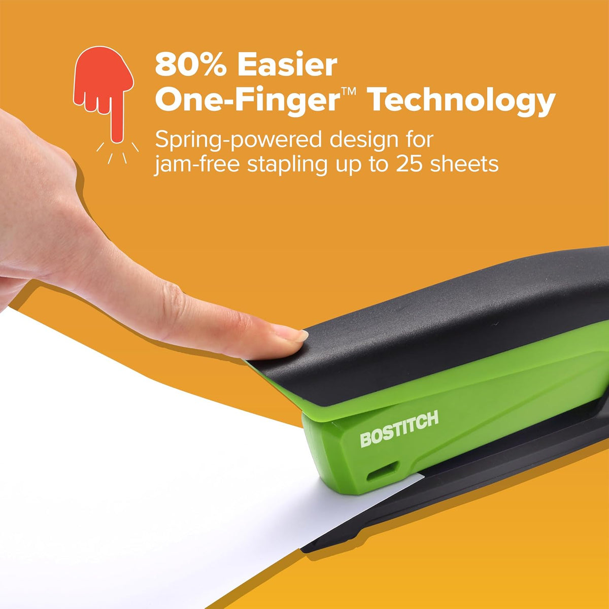 Bostitch Office Executive 3 in 1 Stapler, One Finger, 20 Sheet, Green