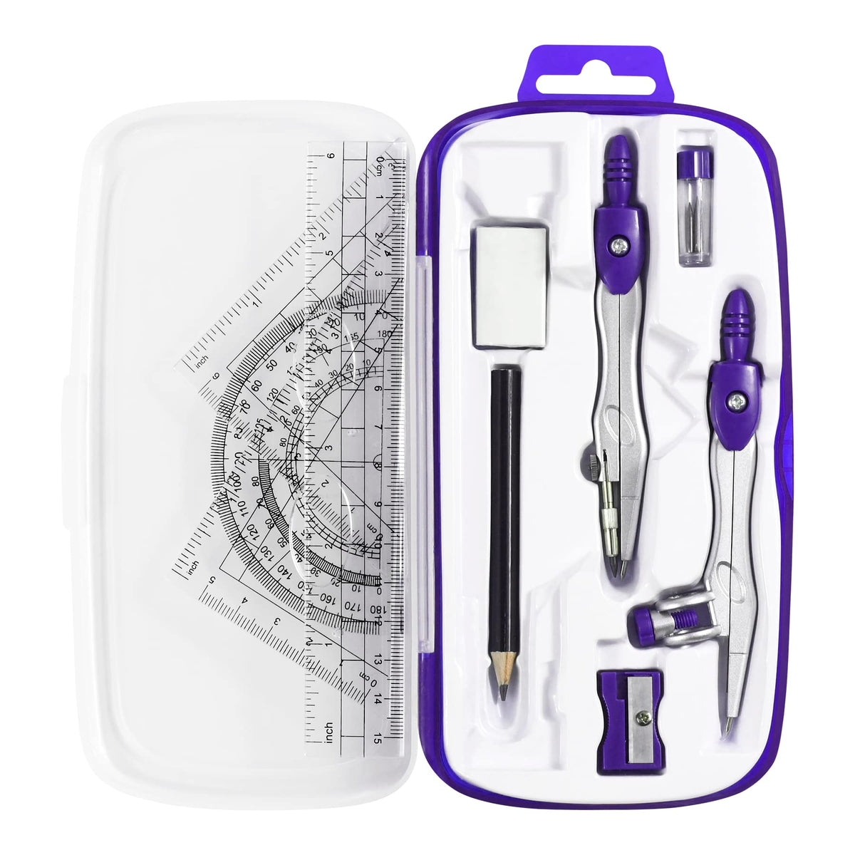 Unjoo Math Geometry Set 10 Pcs, Compass and Protractor for Students(Green)