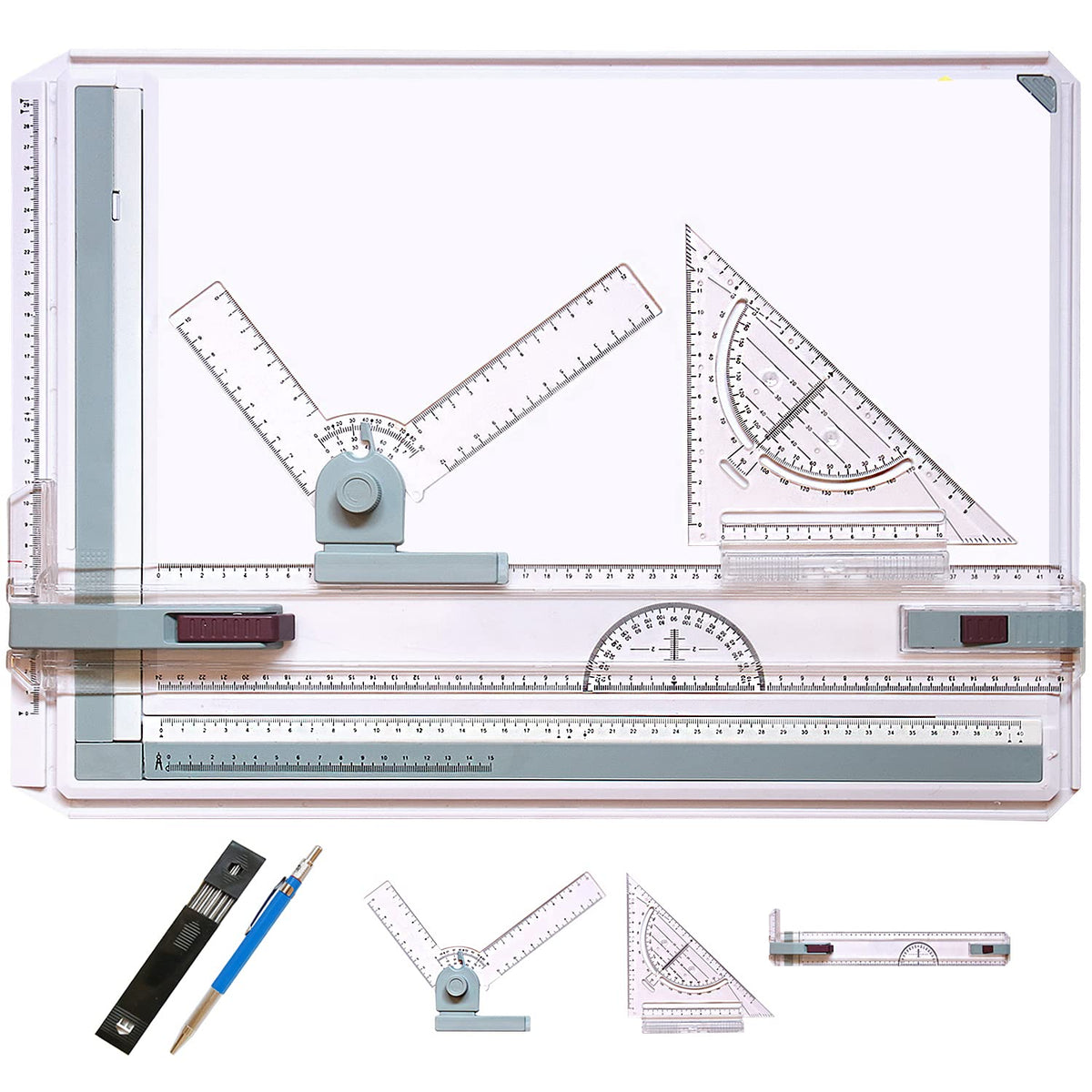 Frylr Inch A3 Drawing Board Drafting Table Multifunctional Drawing Board Table with Clear Rule Parallel Motion and Angle Adjustable Measuring System