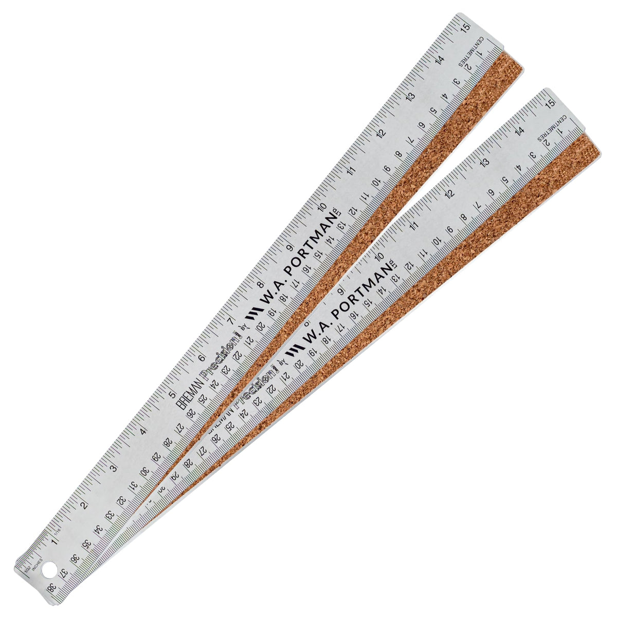 WA Portman Metal Ruler 12'', 10pc Corkback Stainless Steel, Metric Ruler