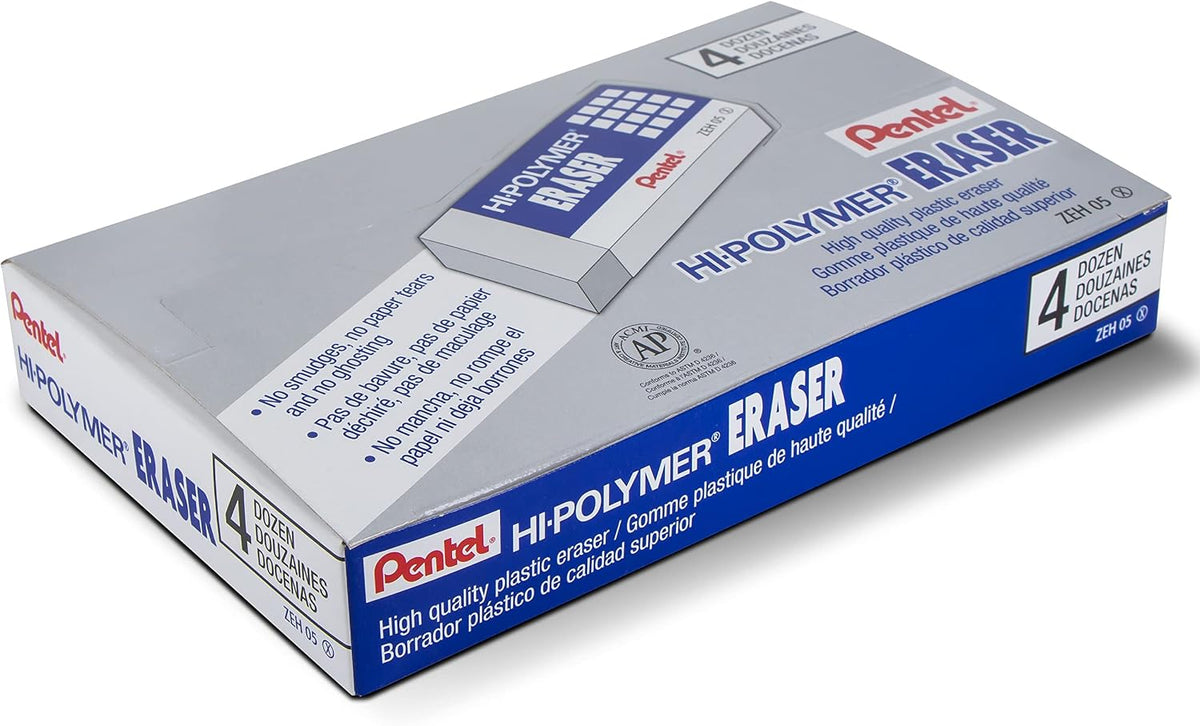 Pentel Hi-Polymer Block Eraser, Small, Box of 48 (ZEH-05)