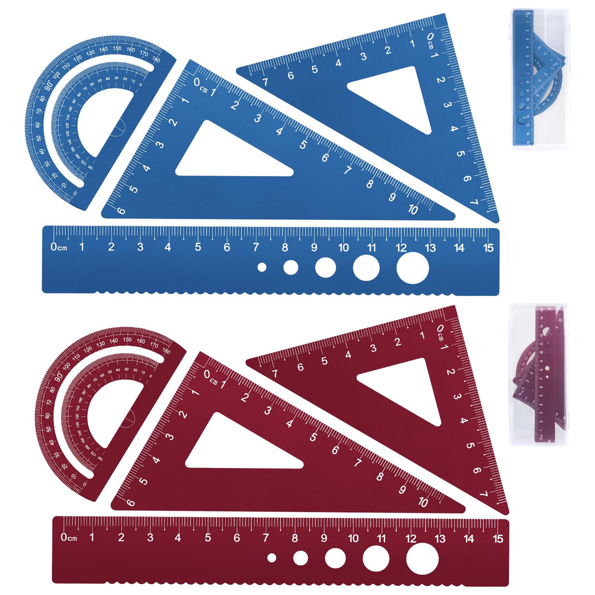 Honagu Aluminum Alloy Triangular Ruler Set, 8 Pieces/2 Sets, Modern Design, 12 Inches