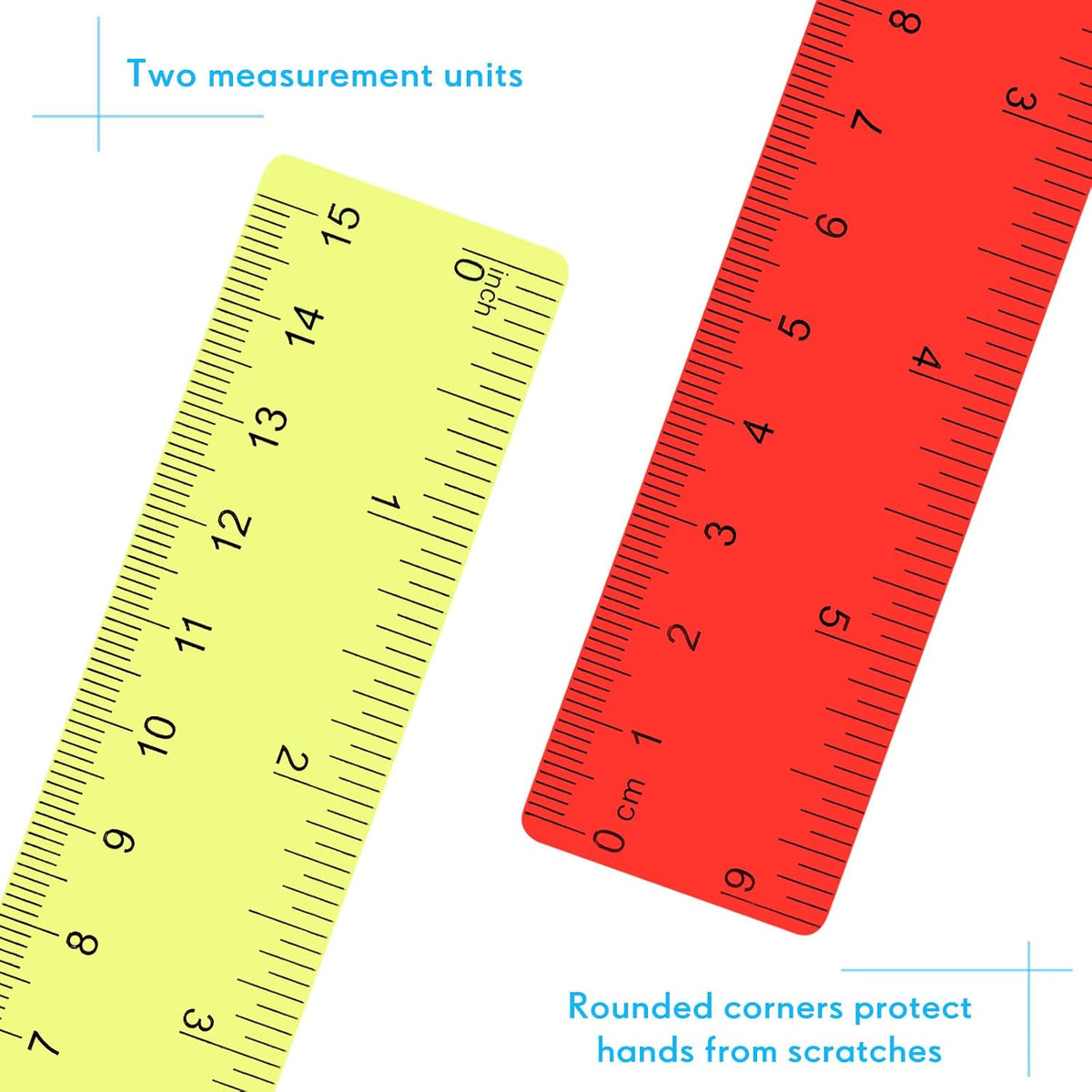 Zonon 50 Pcs 6''/12'' Plastic Rulers Bulk Flexible Straight