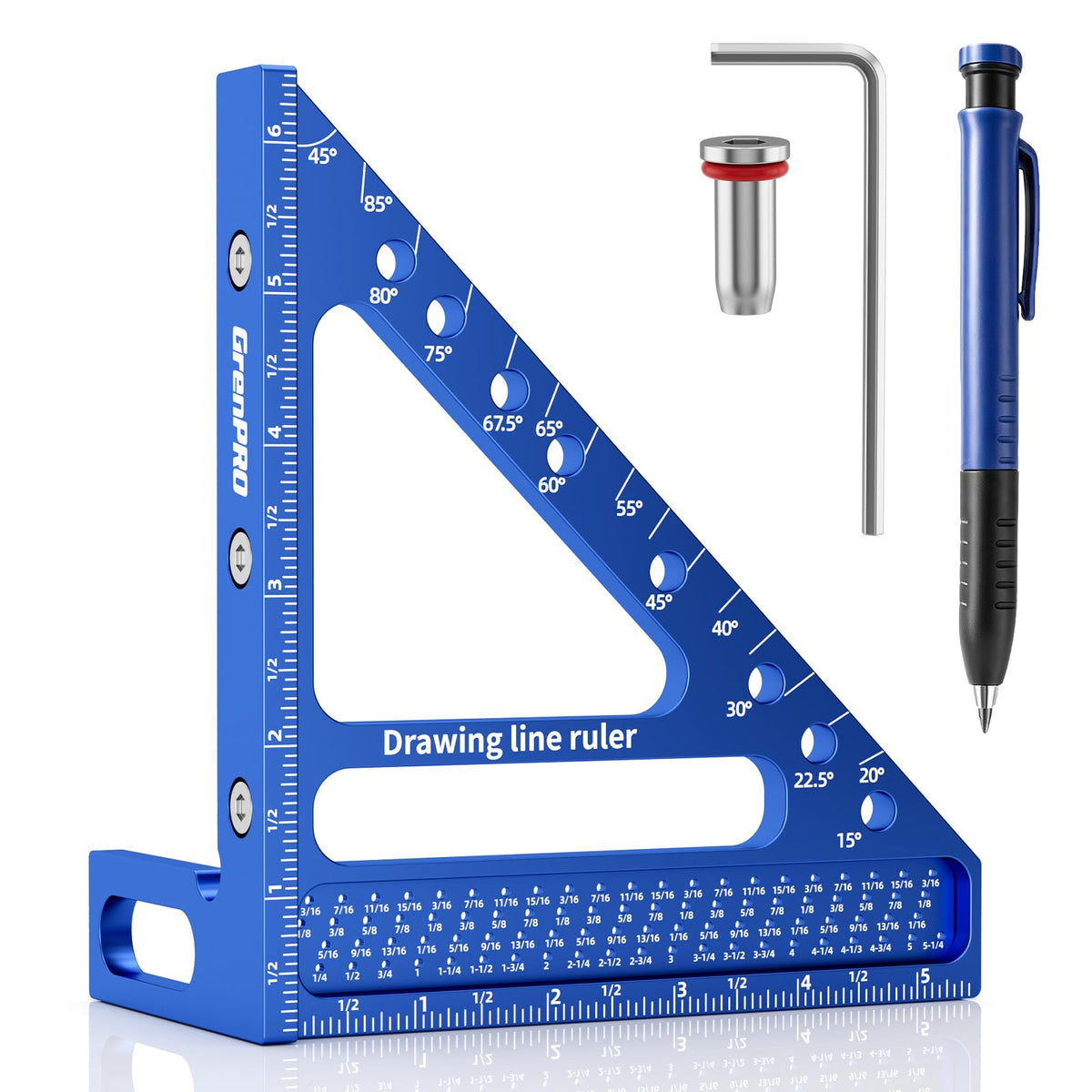 GRENPRO Combination Square Set, 7 & 12 Inch Aluminum Zinc Carpenter Tool
