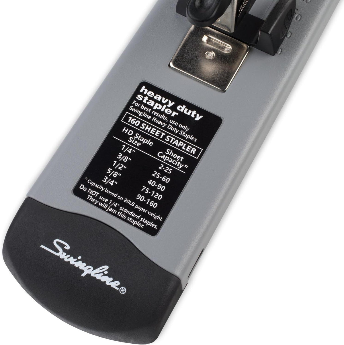Swingline Heavy Duty Stapler, 160 Sheet Capacity, Jam Free, Metal, Black and Gray (39005)
