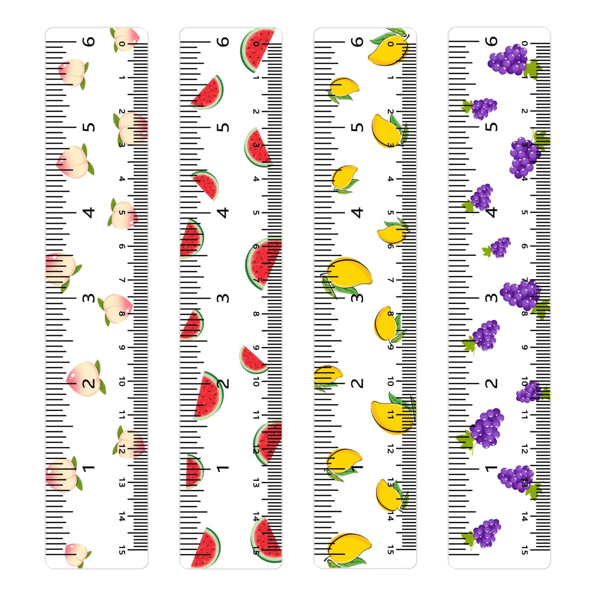 BAYTORY 4Pcs Transparent Acrylic Ruler 12 Inch, Plastic Straight Rulers
