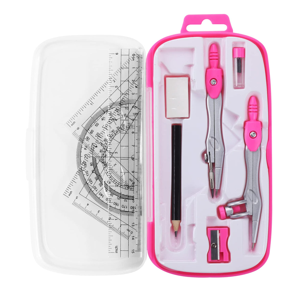 Unjoo Math Geometry Set 10 Pcs, Compass and Protractor for Students(Green)