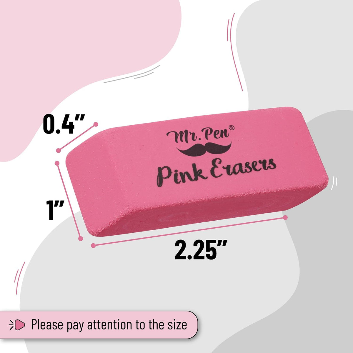 Mr. Pen- Pink Pencil Eraser Bulk, 48 Pack