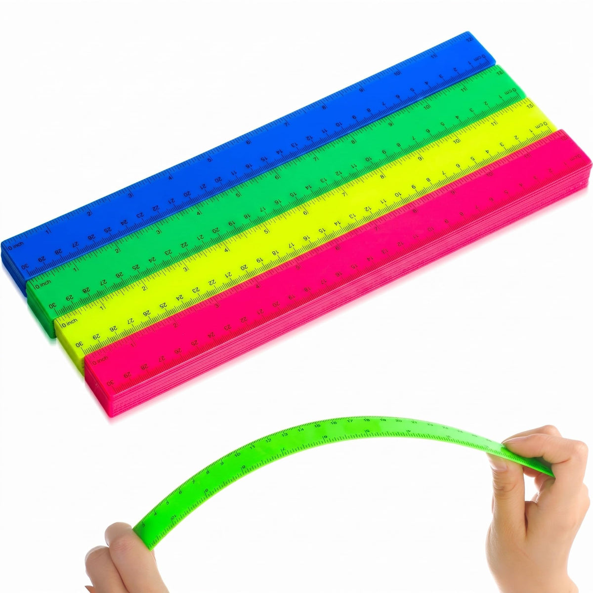 Zonon 50 Pcs 6''/12'' Plastic Rulers Bulk Flexible Straight