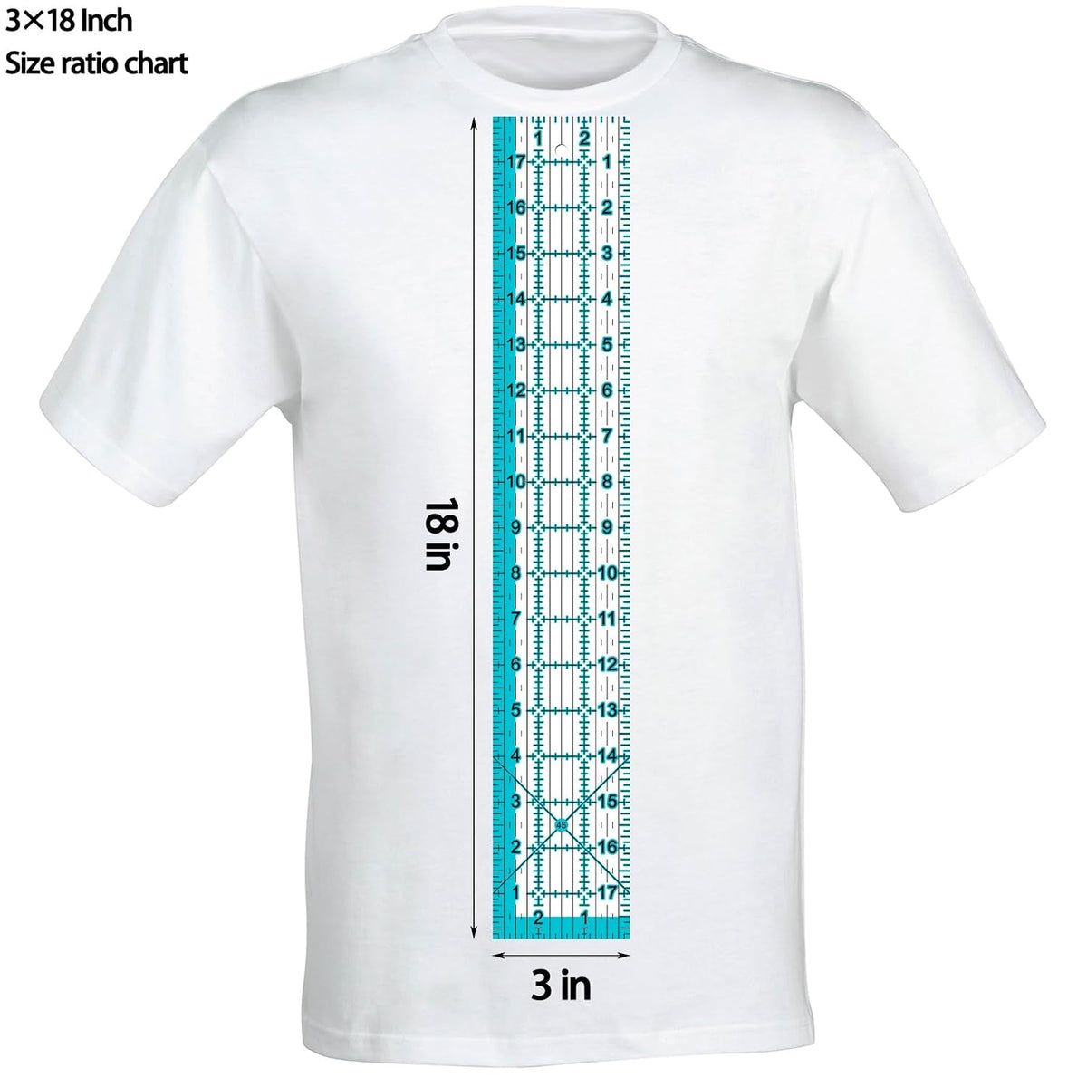 Acrylic Ruler 7 Piece Set, Non Slip Rings 50 Pieces, Quilting Rulers, Size (6"x24"), (2"x24"), (3"x18"), (3"x8"), (1.5"x12"), (1"x12"), (1"x6") (Blue-7 Piece Set)