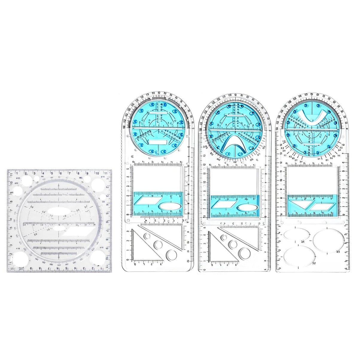 4PCS Multifunctional Geometric Rulers Engineering Ruler for Drawing,School Tool,Office Supply