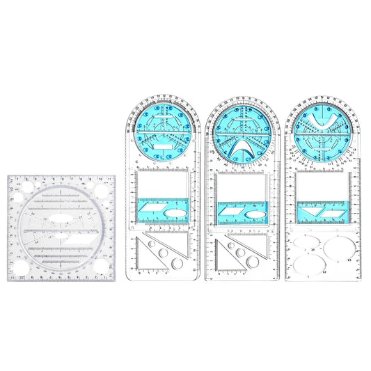 4PCS Multifunctional Geometric Rulers Engineering Ruler for Drawing,School Tool,Office Supply