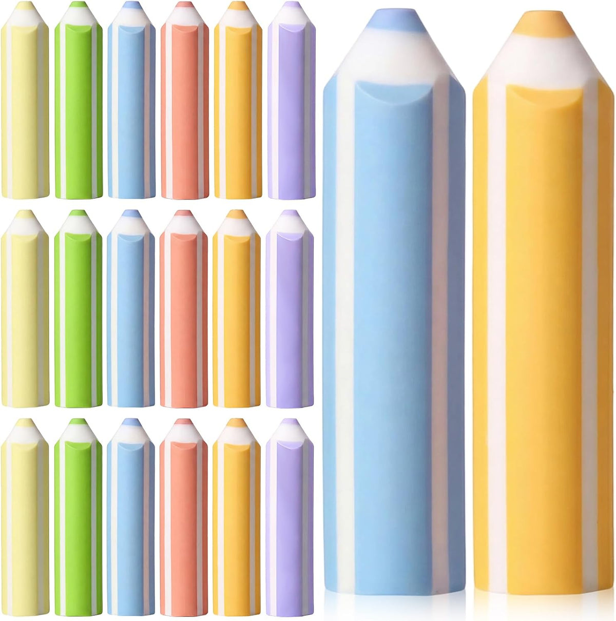 60 Pcs Pencil Shaped Erasers Bulk Classroom Back to School Gifts Colors Cute Pencil Erasers for Kids First Day of School Rewards Classroom Game Prizes Birthday Party Favors Supplies