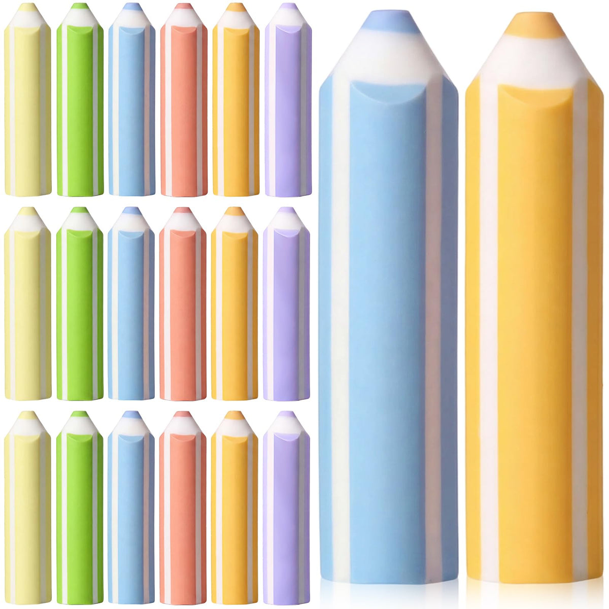 60 Pcs Pencil Shaped Erasers Bulk Classroom Back to School Gifts Colors Cute Pencil Erasers for Kids First Day of School Rewards Classroom Game Prizes Birthday Party Favors Supplies