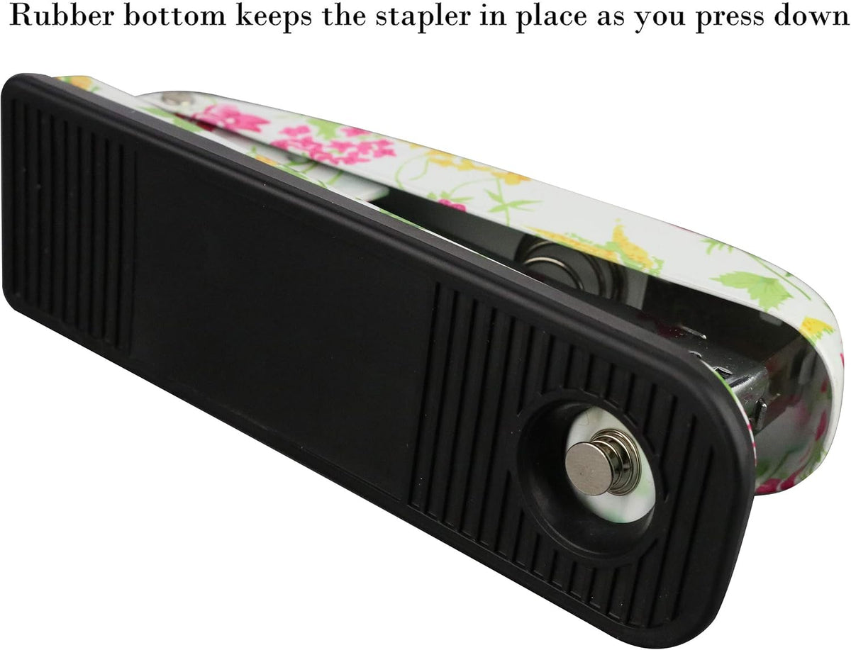 VIBRANZ-LAB Cute Heavy Duty Stapler for Home Office Supplies Standard Pretty Floral Staplers for Desk Cute Office Products Small Hand Stapler Desktop Stapler School Crafting Supplies Mini Stapler