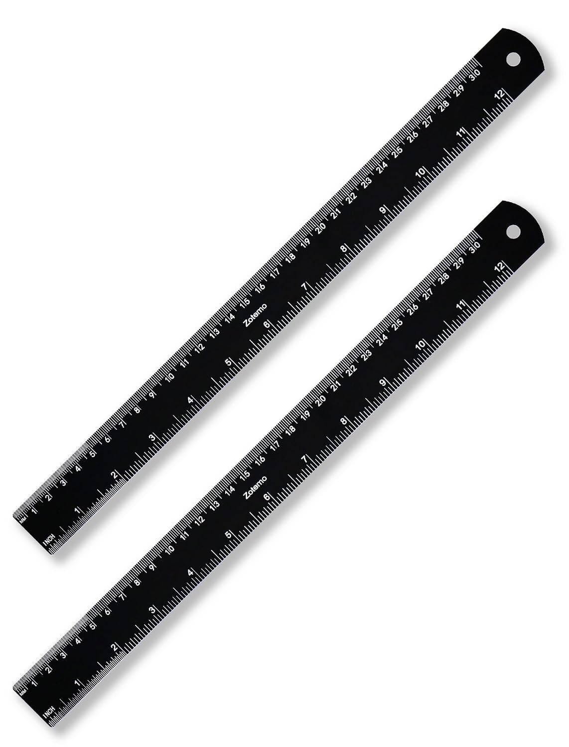 Metal Ruler 12 Inch, Metric Ruler Dual Scale with Laser Etched Measurement, 2 Pack Easy to Read Aluminum Straight Edge with Inch to Millimetre Conversion Table for Office Back to School Student