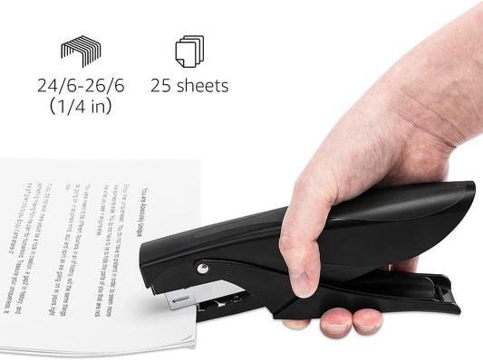 Amazon Basics Effortless Handheld Plier Stapler, 25 Sheet Capacity, Heavy Duty, Black