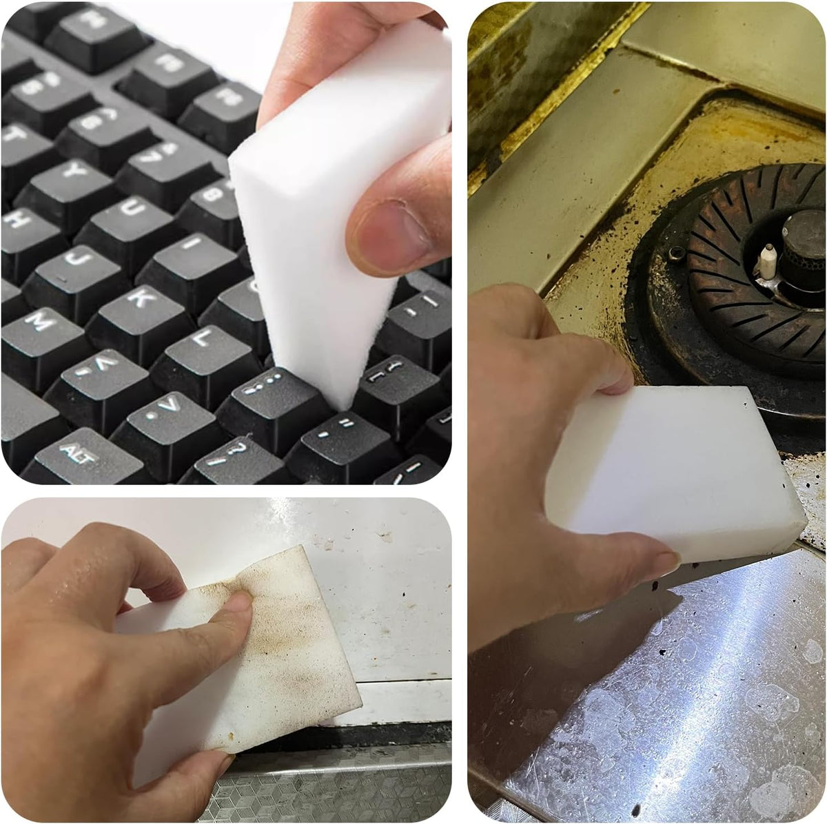 100 Pack Magic Sponges Cleaning Erasers, Bulk Melamine Foam Sponges for Long-Lasting Home Cleaning, Durable Cleaner Erasers for Bathtub, Floor, Baseboard, Bathroom & Wall Grime Removal