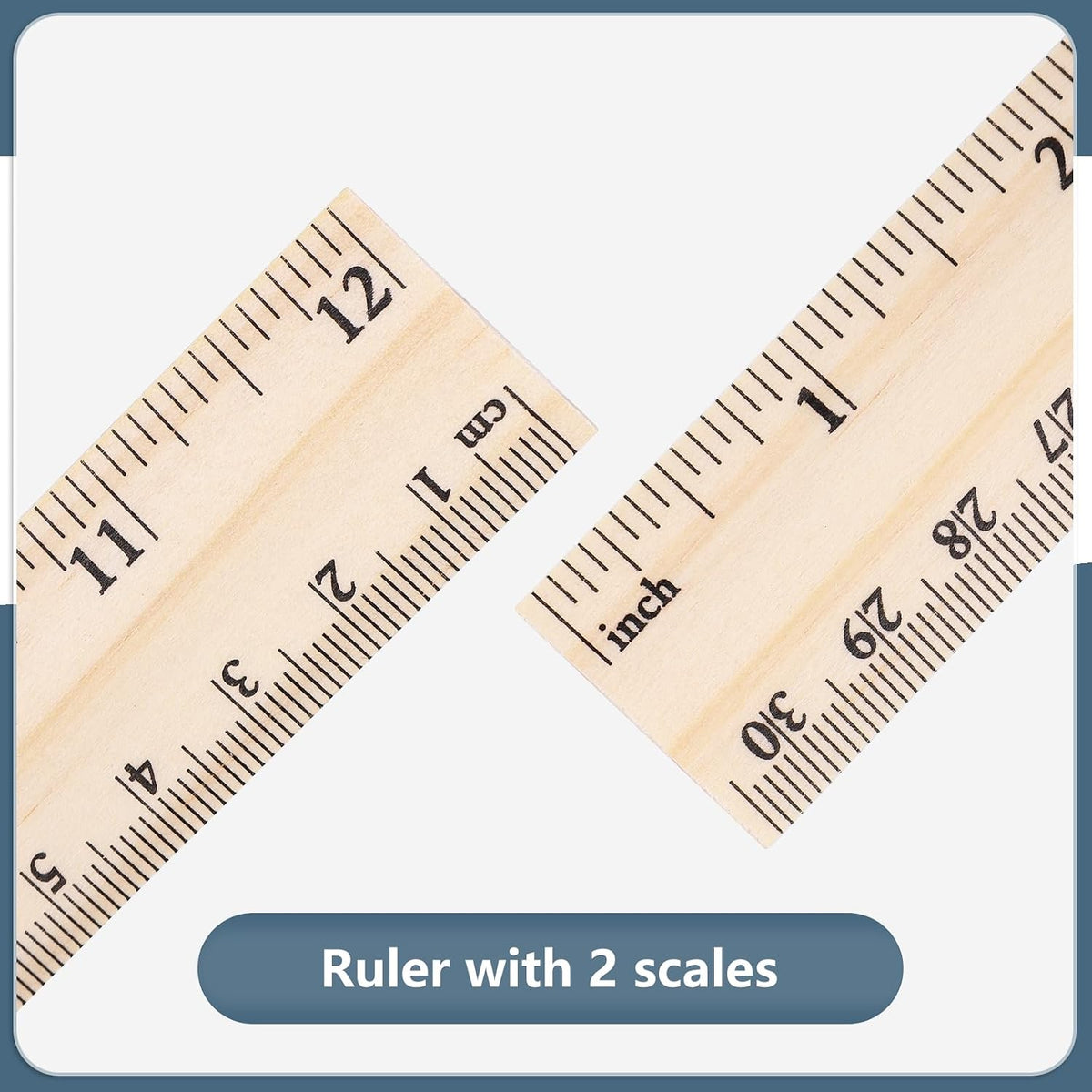 40 Pack Wooden Rulers, 12 Inch/30 cm, Double-Sided for Classroom