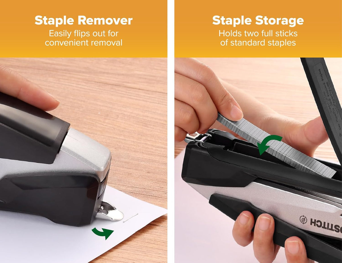 Bostitch Office Executive 3 in 1 Stapler, One Finger, 20 Sheet, Gray