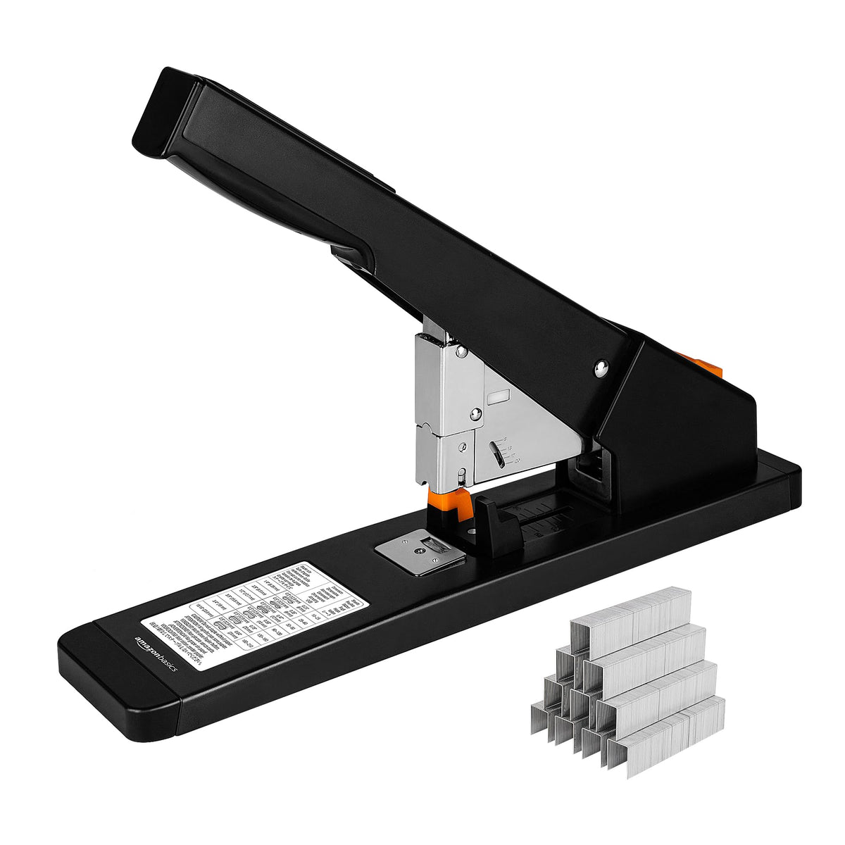 Amazon Basics Heavy-Duty Stapler, 90 Sheets High Capacity, Non-Slip, Large Office Stapler with 1000 Staples, Black