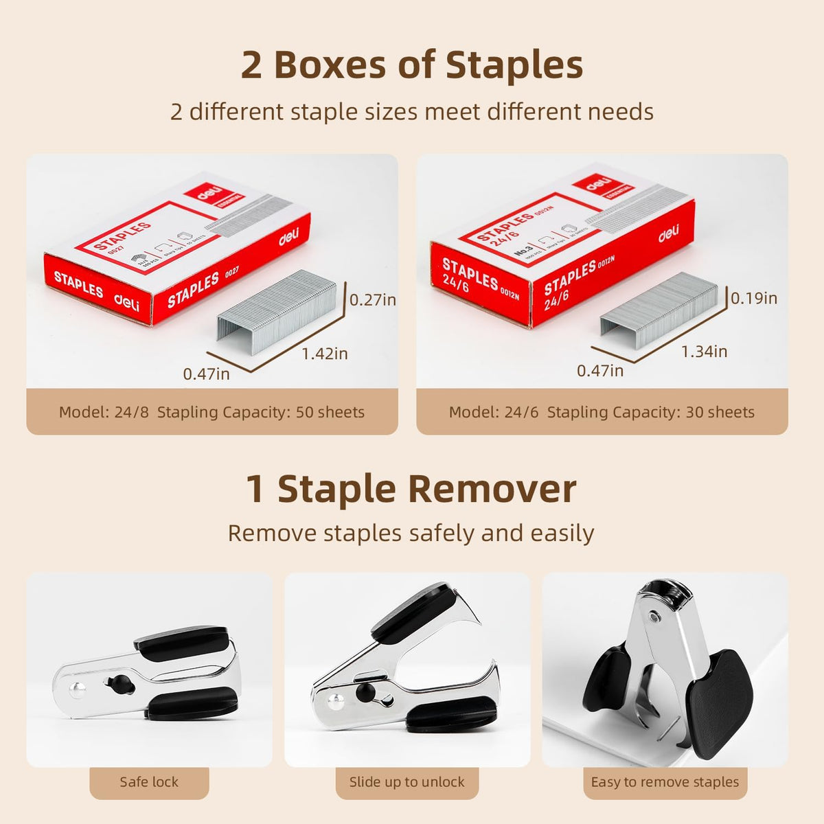 Deli Effortless Desktop Stapler, Heavy Duty Stapler, White