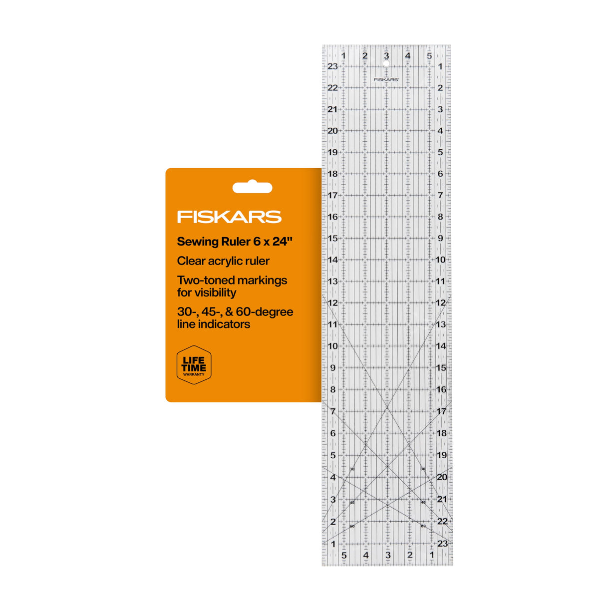 Fiskars 3-Piece Ruler & Connector Set, 6.5" x 6.5" & 6.5" x 24.5" Rulers