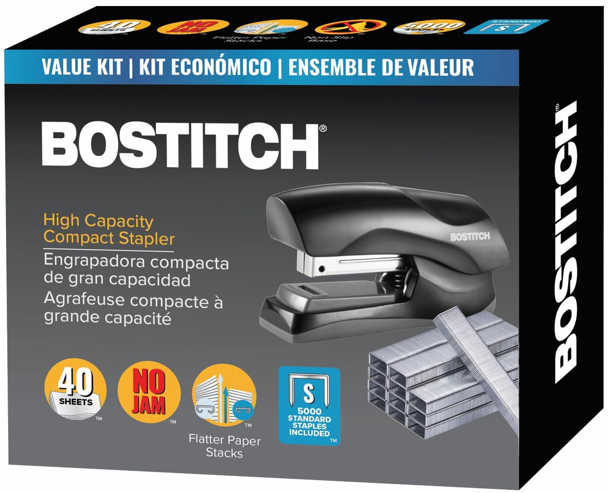Bostitch Office Heavy Duty Stapler, 40 Sheet Capacity, No Jam, Full Strip, For Classroom, Office or Desk, Black