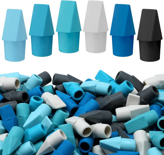 Dunzoom 240 Pcs Pencil Top Erasers Cap Bulk Blue Pencil Toppers
