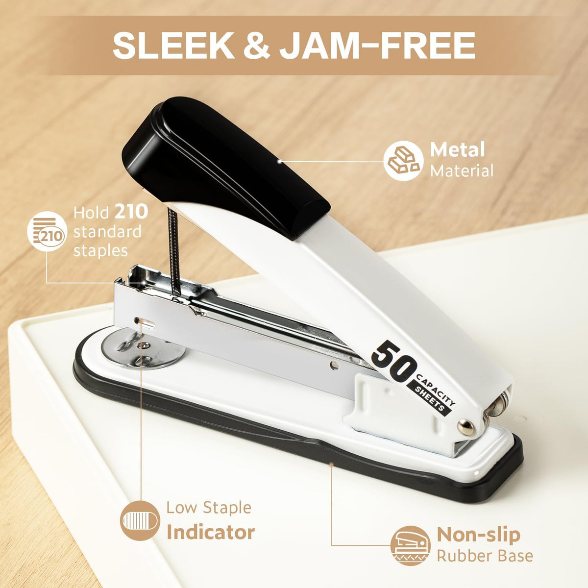 Deli Stapler Heavy Duty, 2000 Staples and Staple Remover, White