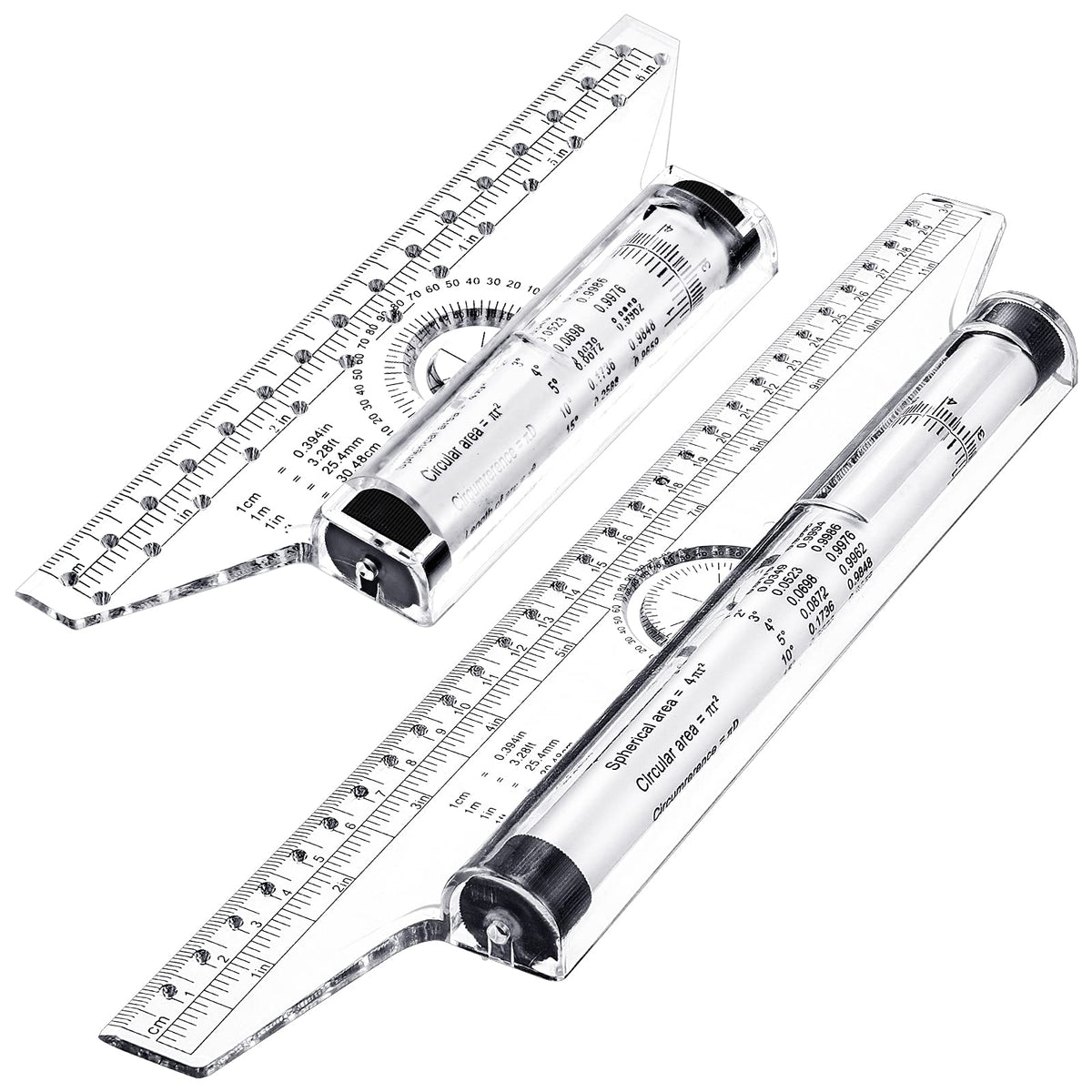 Frienda 2 Pieces Plastic Rolling Ruler Parallel Drafting,6 Inch, 12 Inch