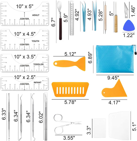 42pcs Vinyl Weeding Tools with T-Shirt Ruler Guide, Craft Tools Set for DIY Heat Transfer Printing, Weeding Vinyl, Scrapbooking, Lettering, Cutting, Splicing.