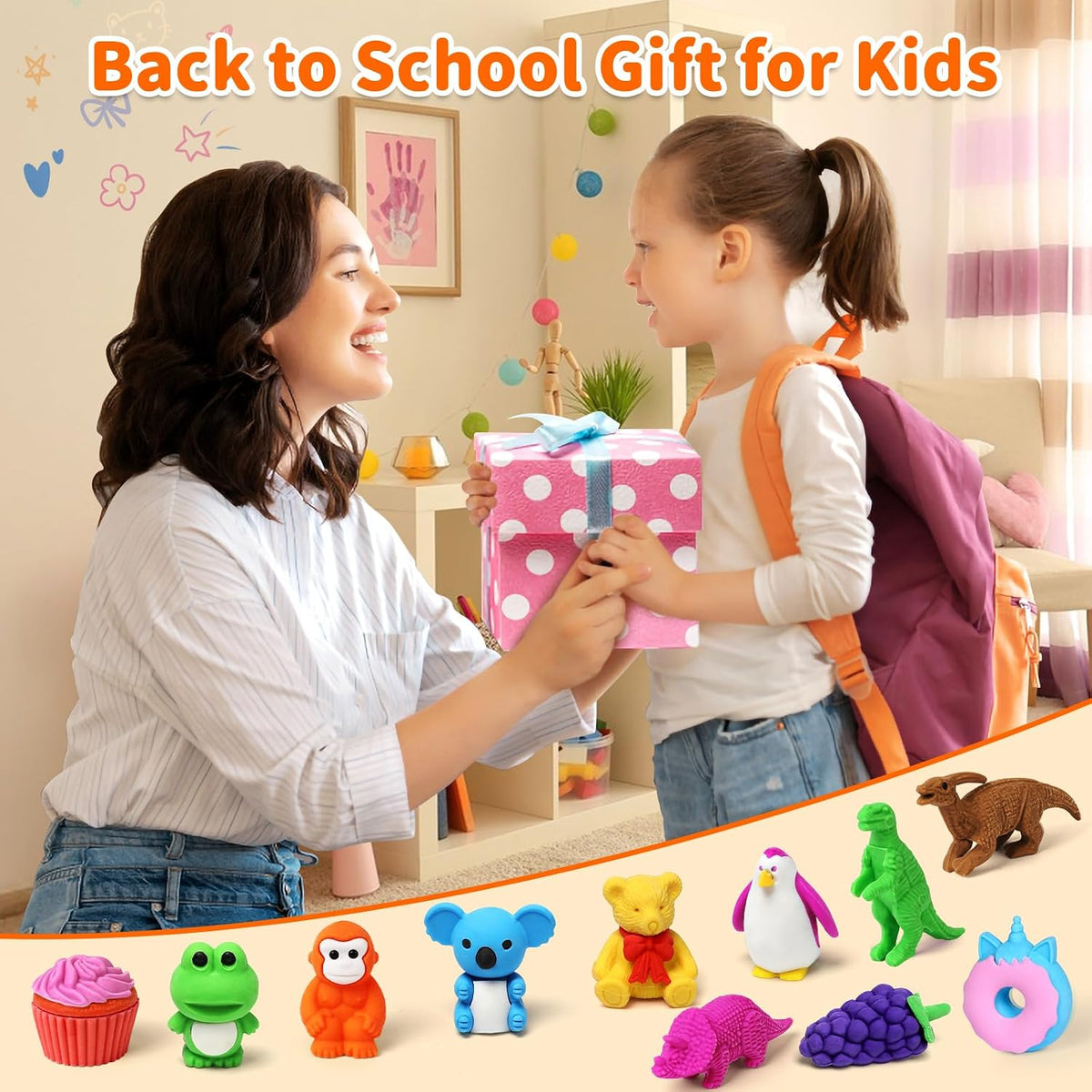 70Pcs Animal Pencil Erasers, Desk Pets for Treasure Chest, School Rewards