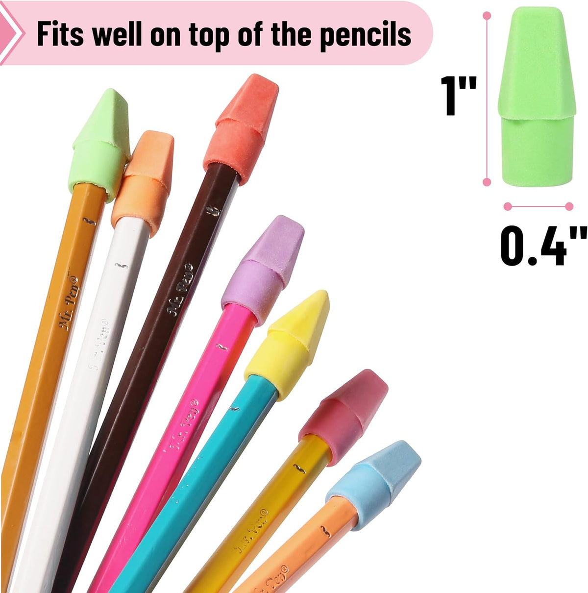 Mr. Pen- Pencil Erasers Toppers, 500 Pack, Colorful, Latex Free, No Smudge