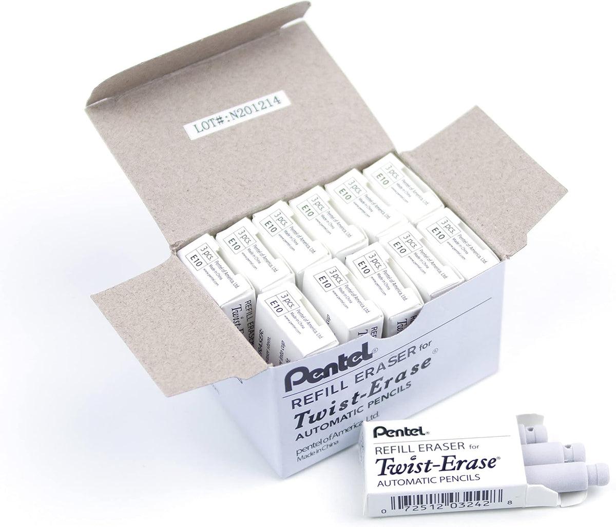 Pentel Refill Erasers Twist-Erase Series Pencils - Pack of 36 (E10)