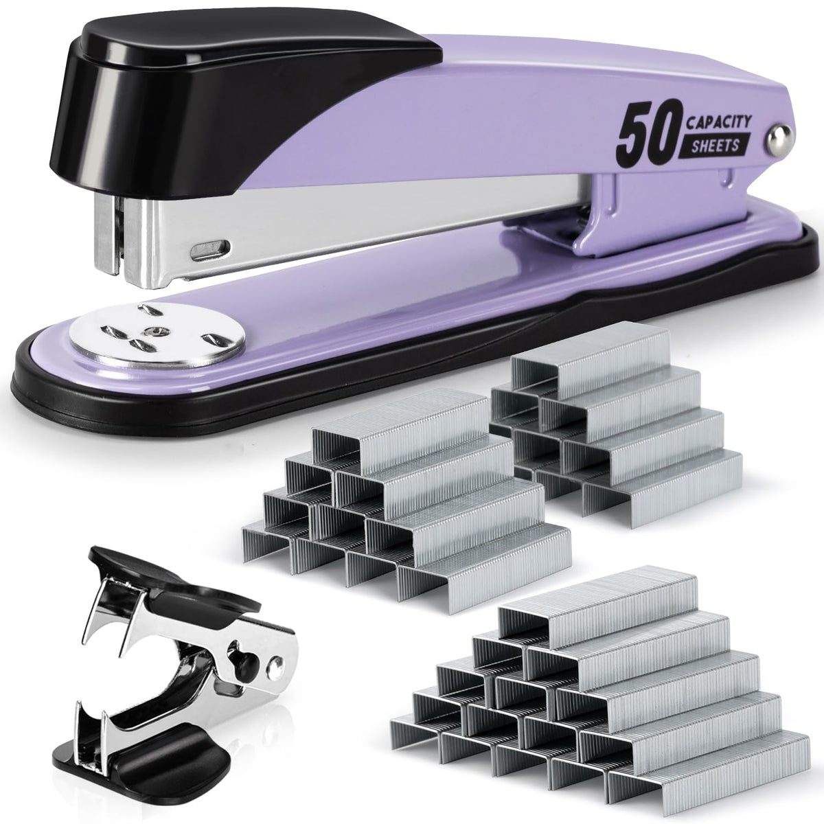 Deli Stapler Heavy Duty, 2000 Staples and Staple Remover, White