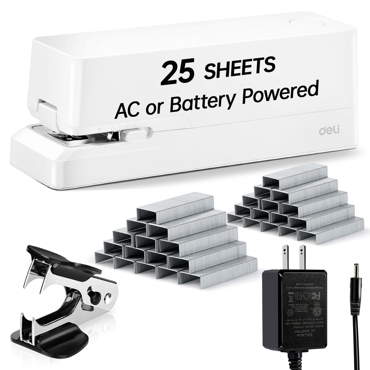 Deli Electric Stapler, Automatic Staplers for Desk, 25-Sheet Capacity